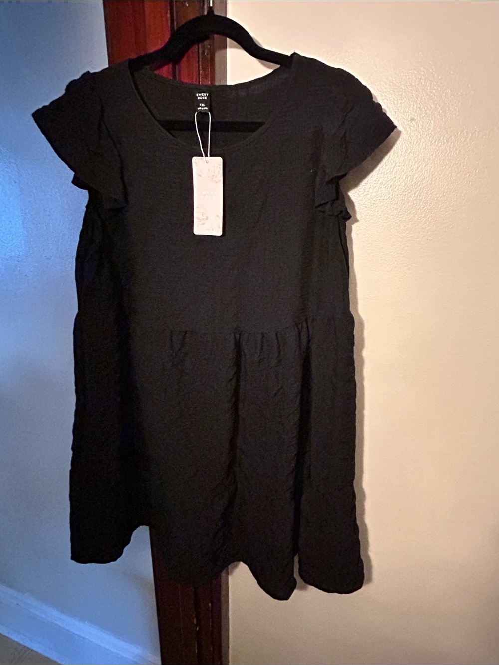 Black Short Sleeve Midi Dress -  Casual Feminine Style NWT
